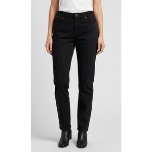 L.L. Bean Women's Double L Comfort Waist Jeans - Black Tapered Leg High Rise 12P